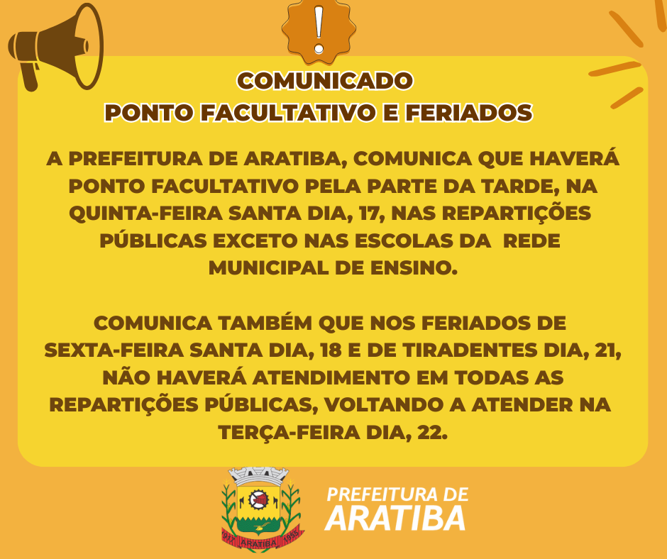 Comunicado Ponto Facultativo e Feriados