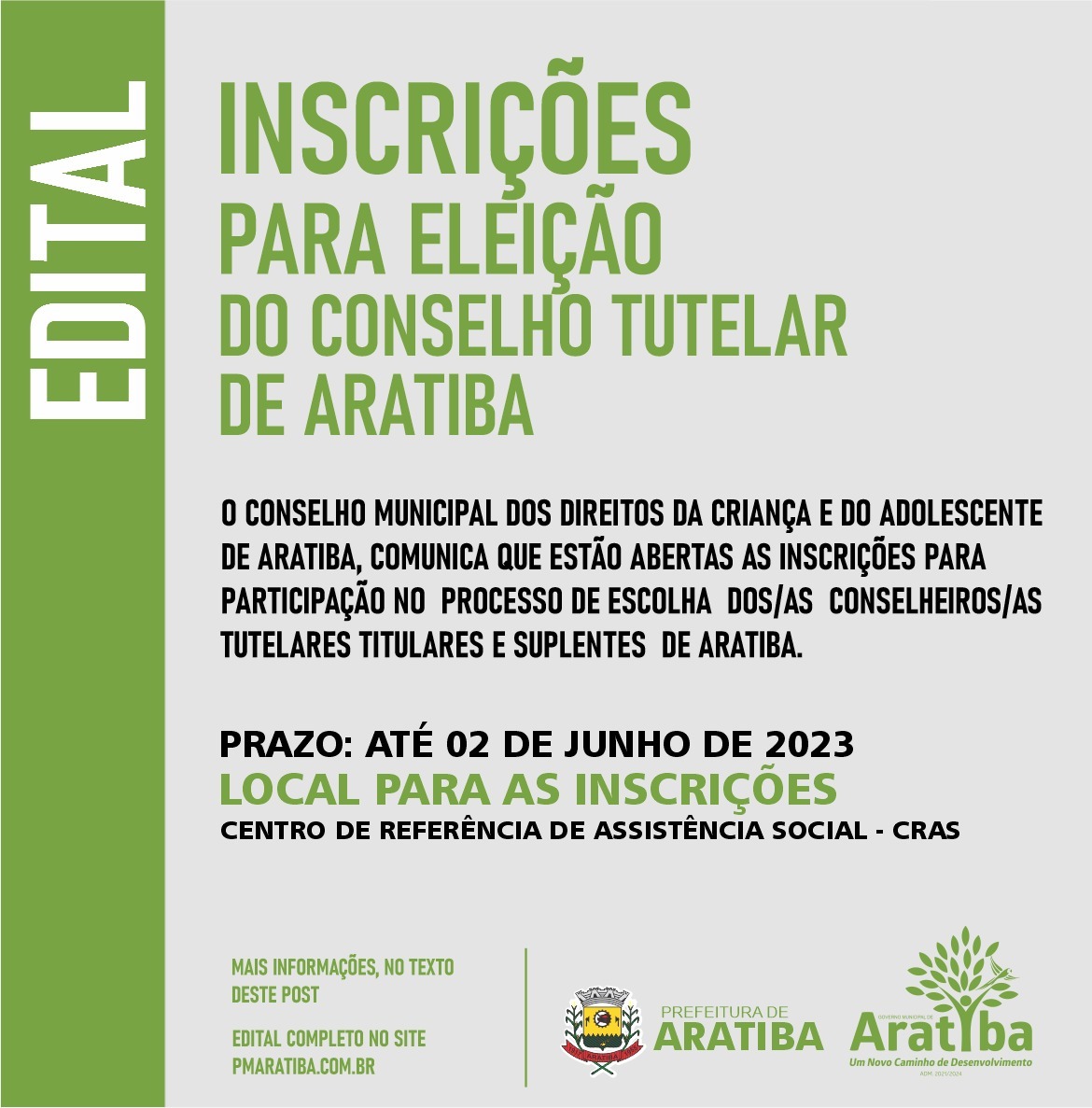 Edital n. 01/2023/COMDICAR - ELEIÇÃO PARA CONSELHEIROS TUTELARES DE ARATIBA