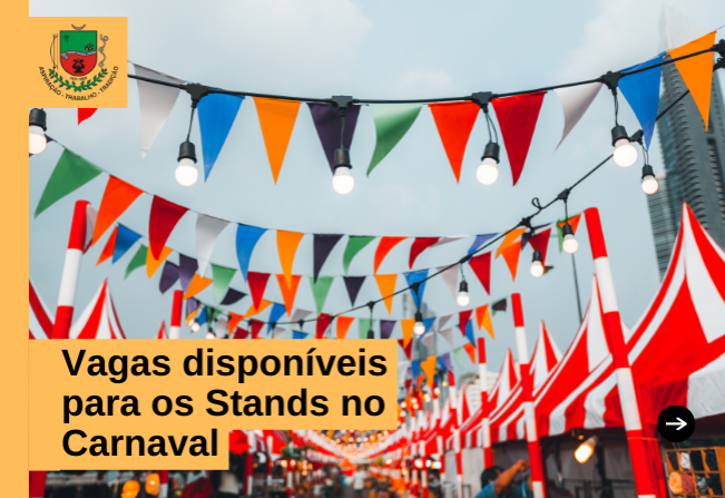 Vagas para os stands na praça matriz para o carnaval